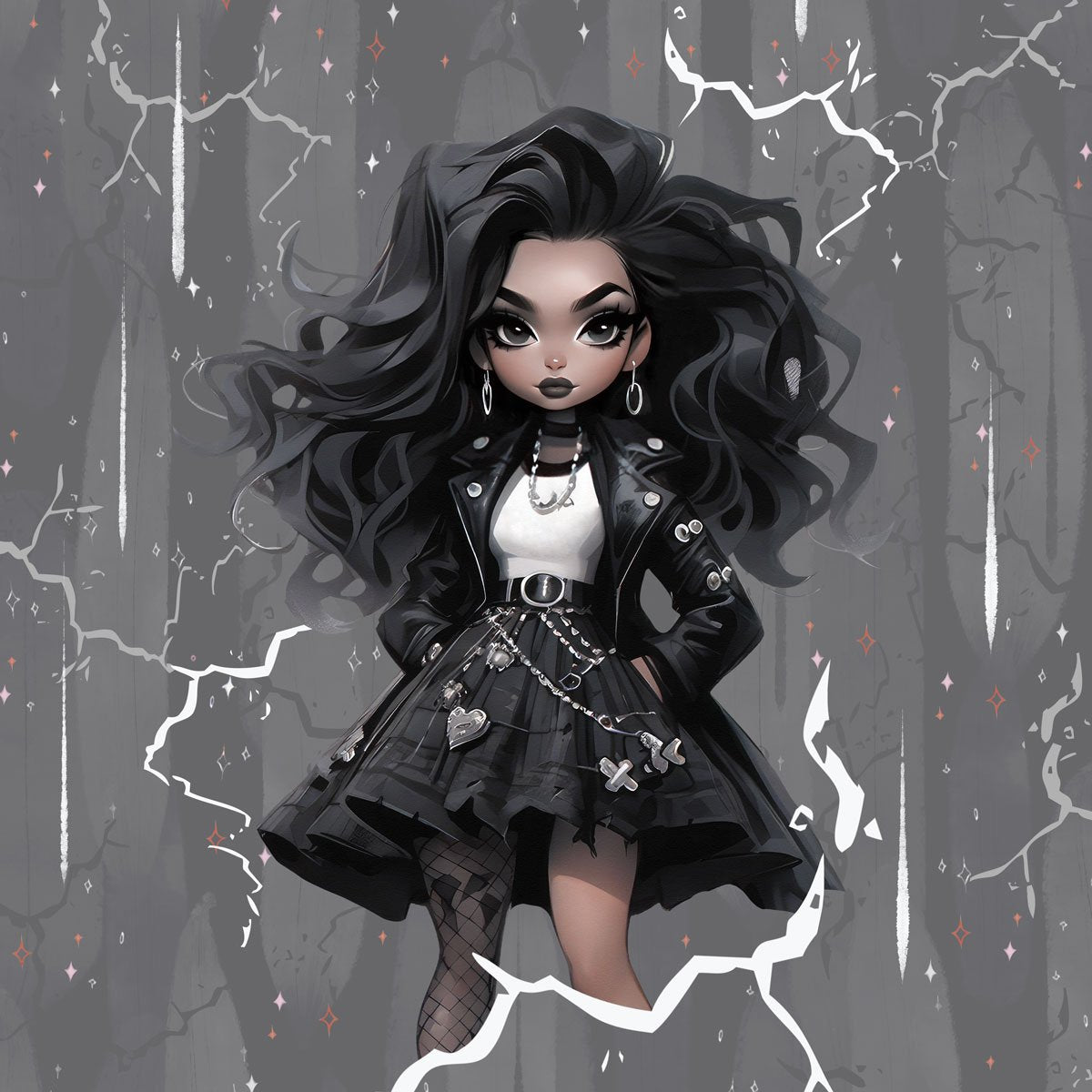 Sommersweat - Panel - Gothic Doll Black 1