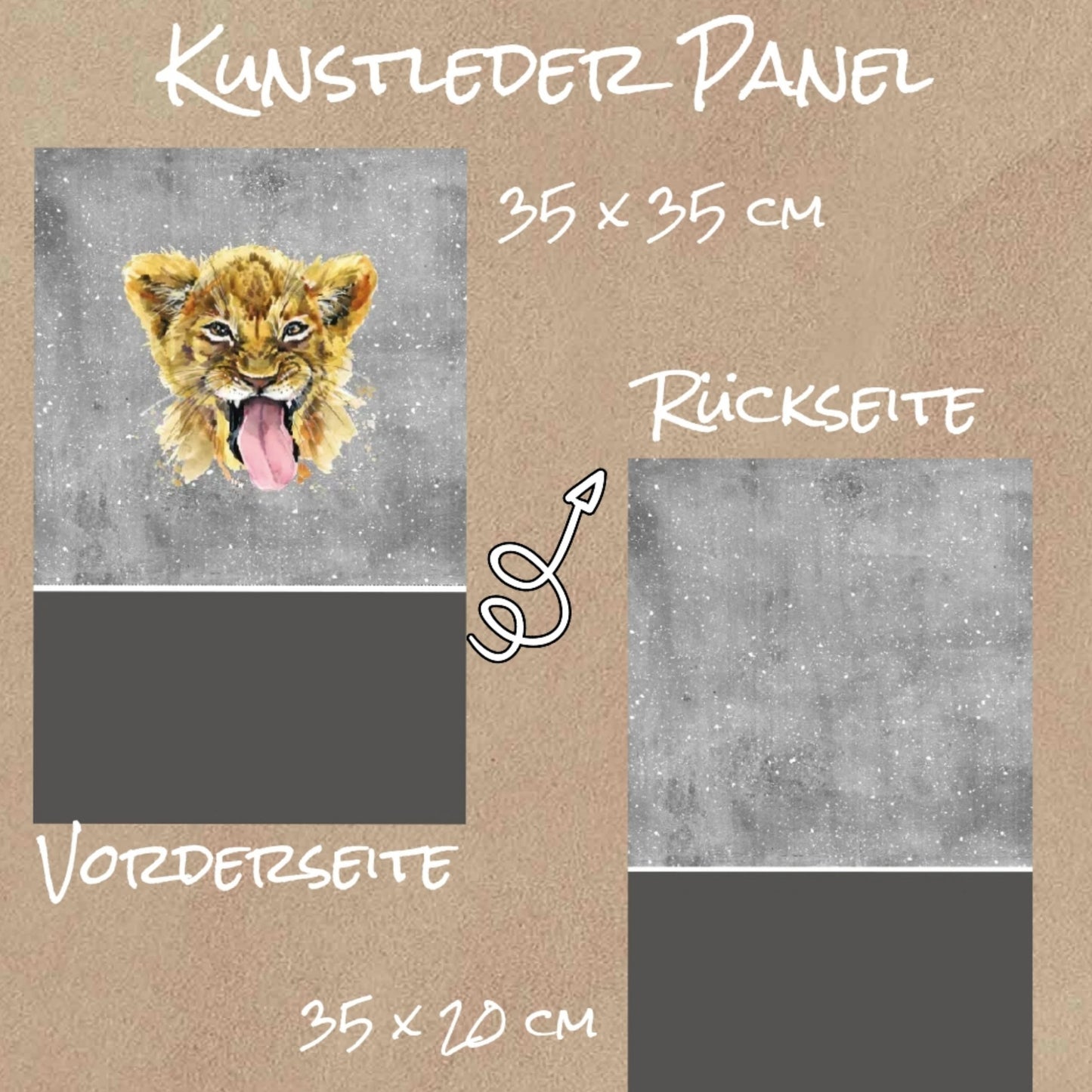 Kunstlederpanel - Löwe 35cm