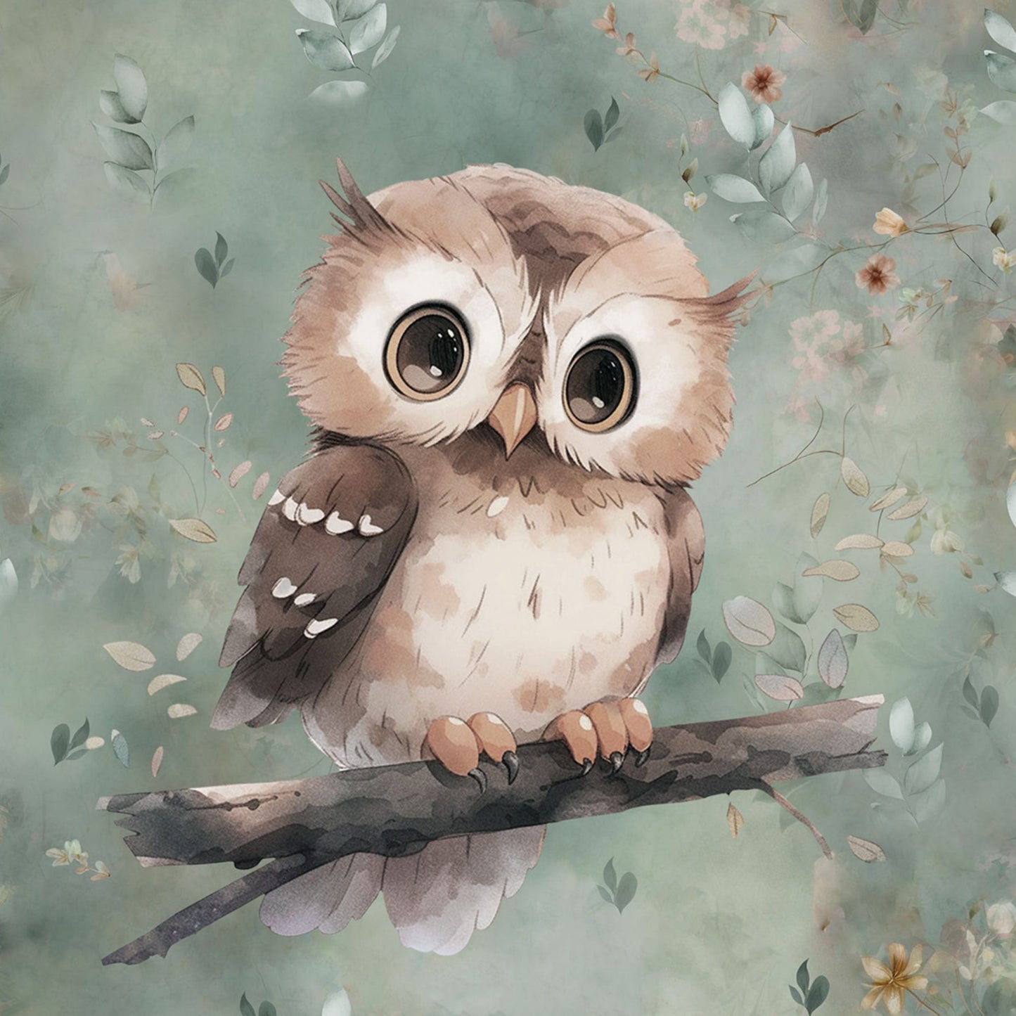 Sommersweat - Panel Eule Dusty Green