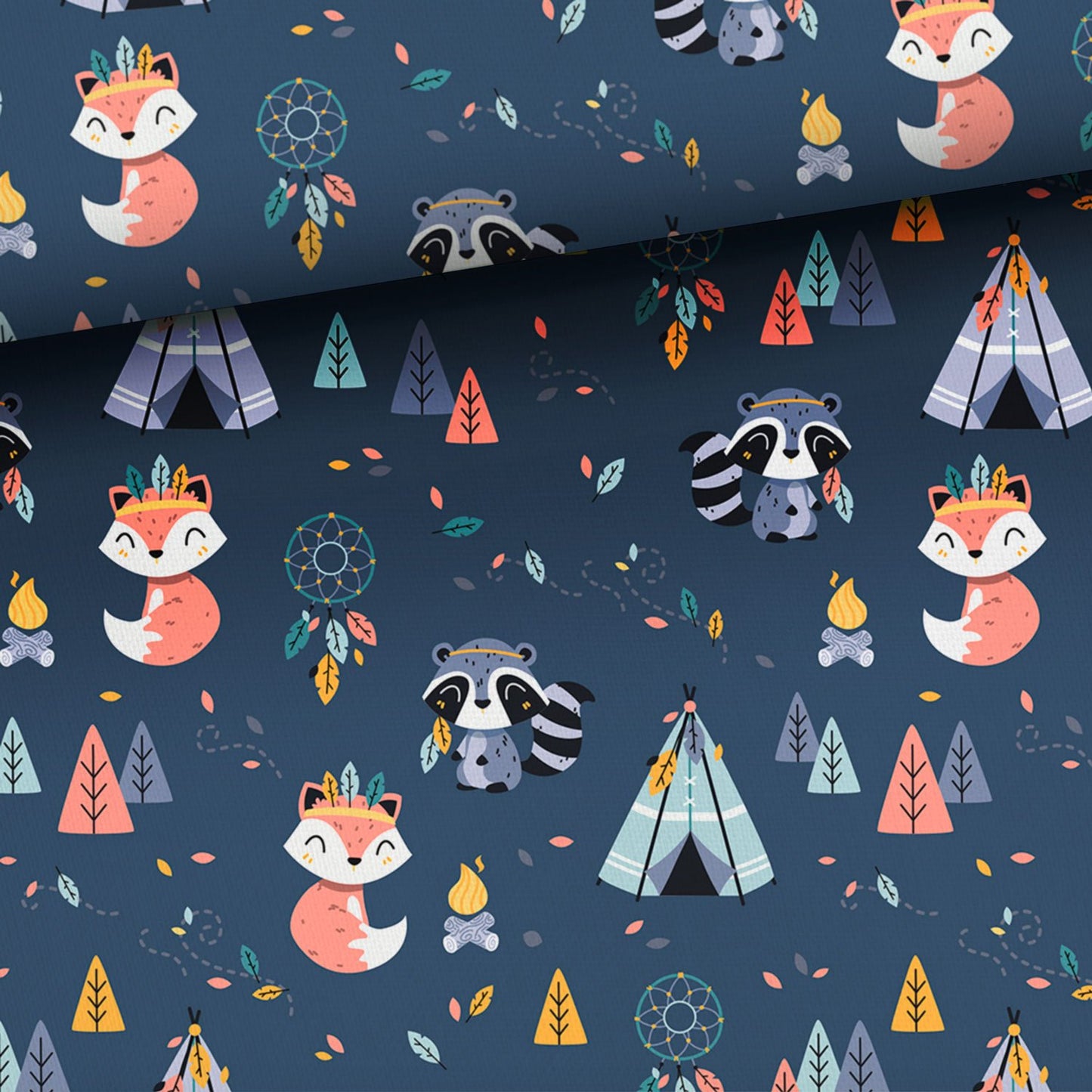 Jersey - Boho Animals Blau