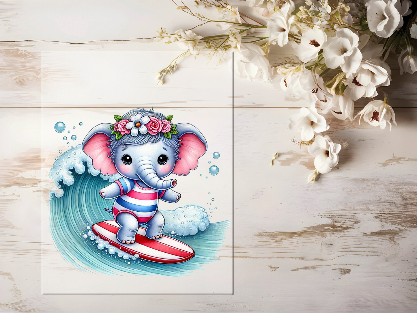 Bügelbild - Surfer Elefant #1919