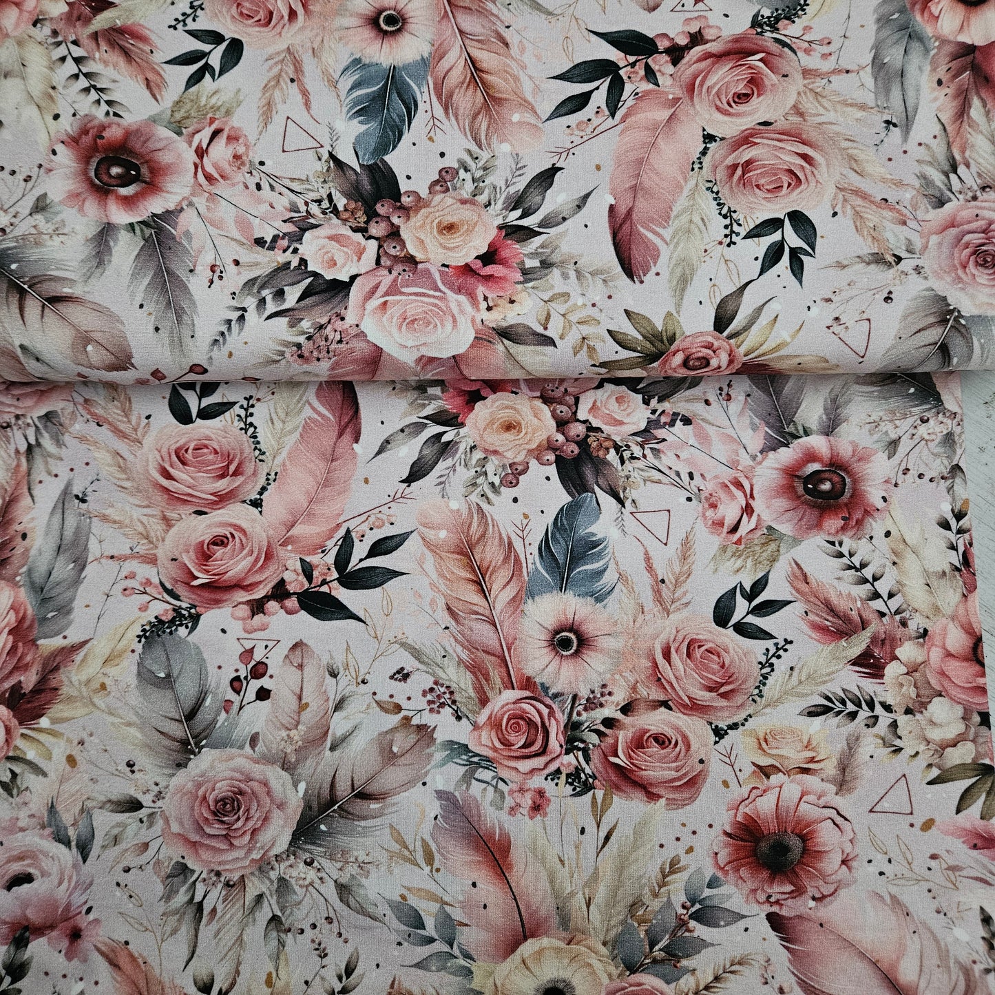 Jersey - Vintage Flowers Rosa 1,3m