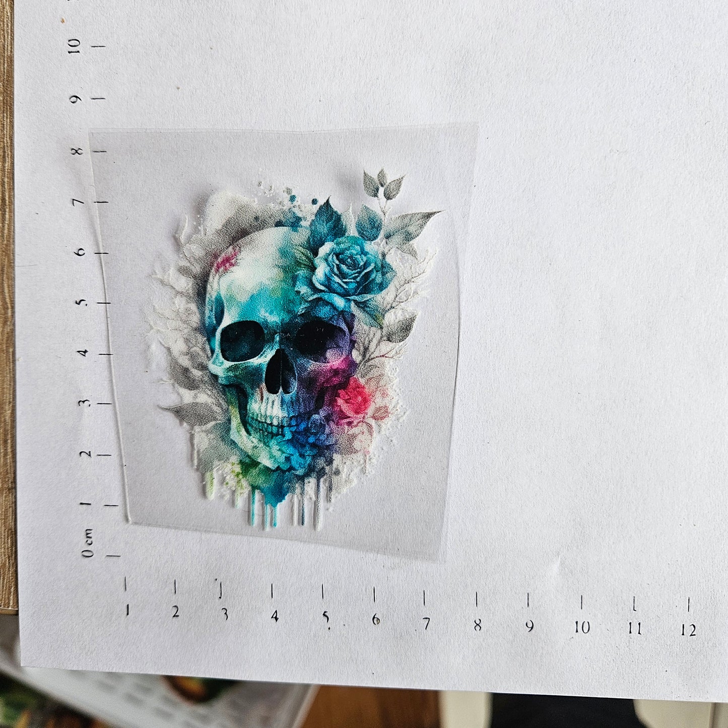 Rub On - 6cm - Skull Flowers
