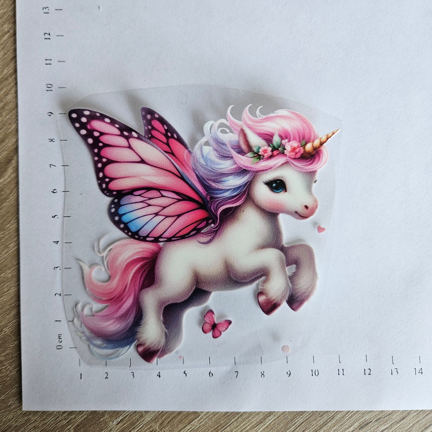 Rub On - 10cm - Einhorn Schmetterling (1Stk)