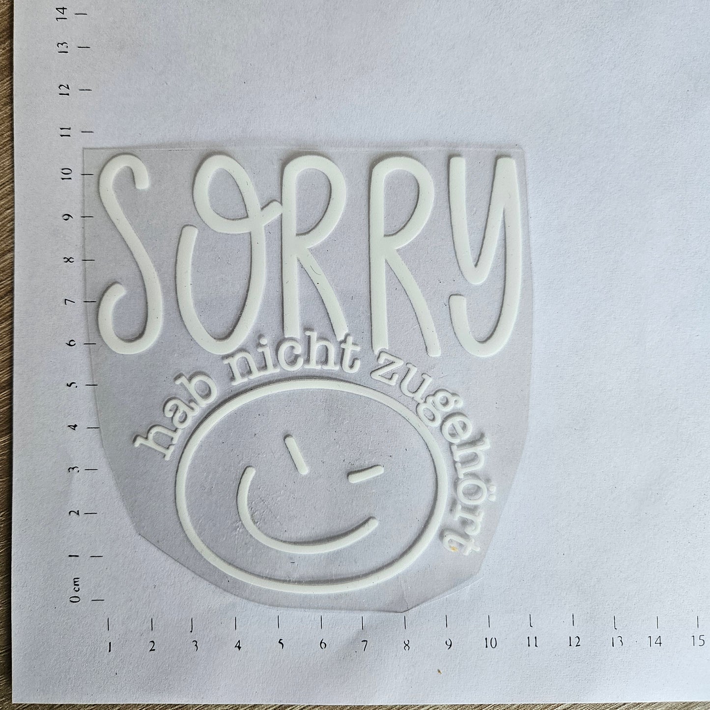 Rub On - 10cm - Sorry weiß (1Stk)