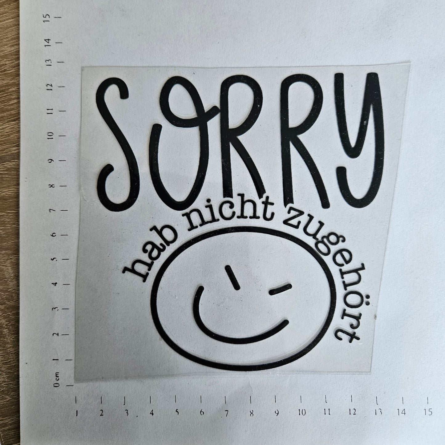 Rub On - ca. 15 cm - Sorry Schwarz (1Stk)