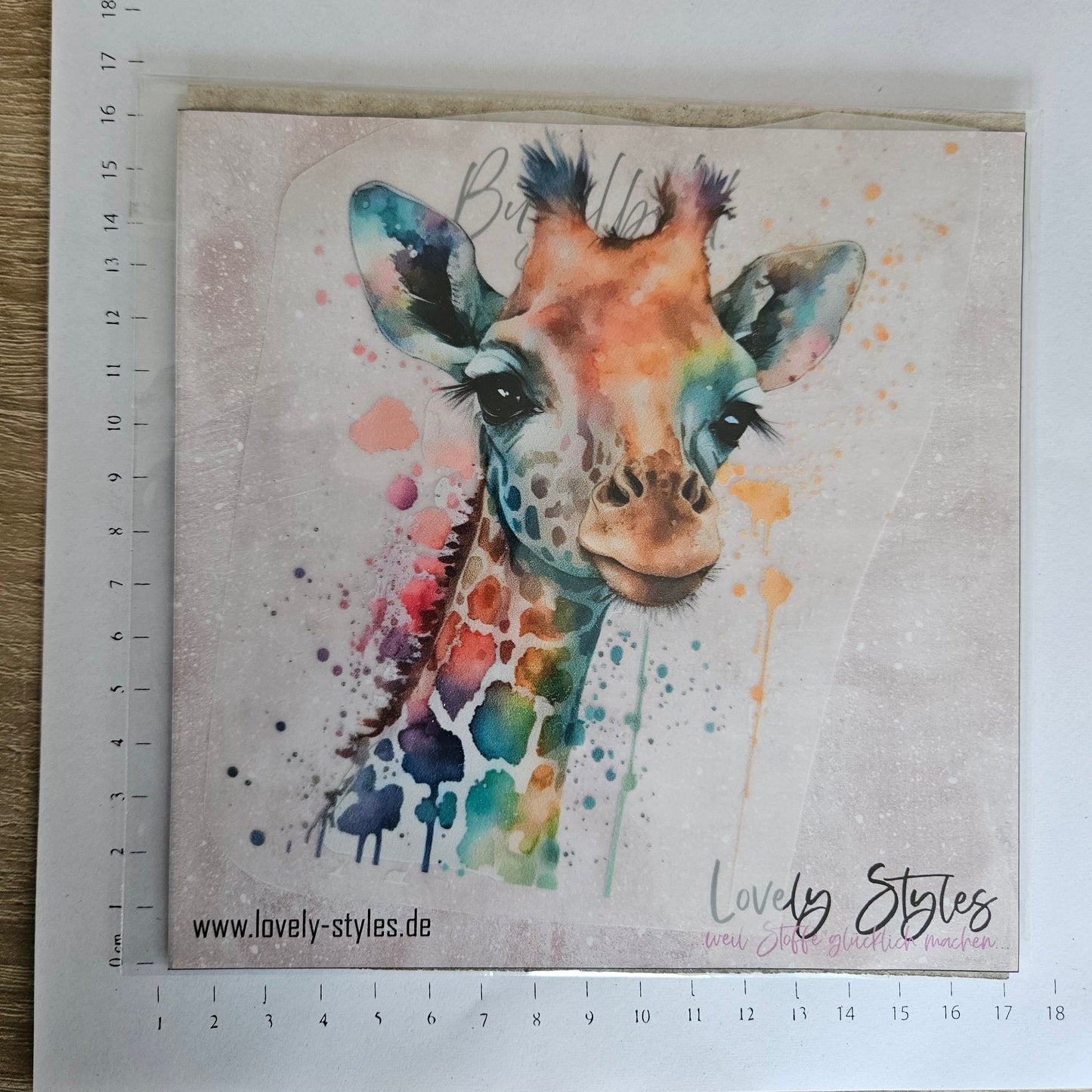 Bügelbild - ca. 15cm - Giraffe Bunt