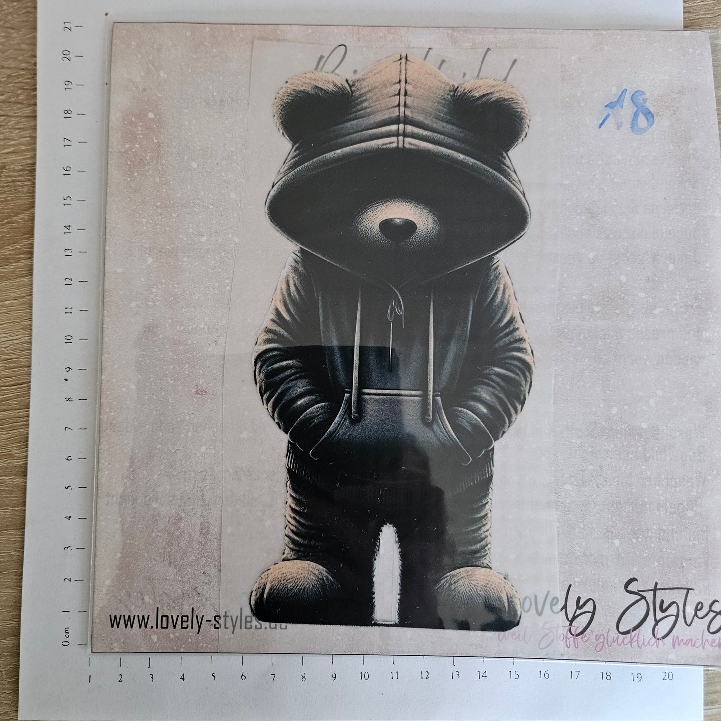 Bügelbild - ca. 20cm - Dark Teddybär