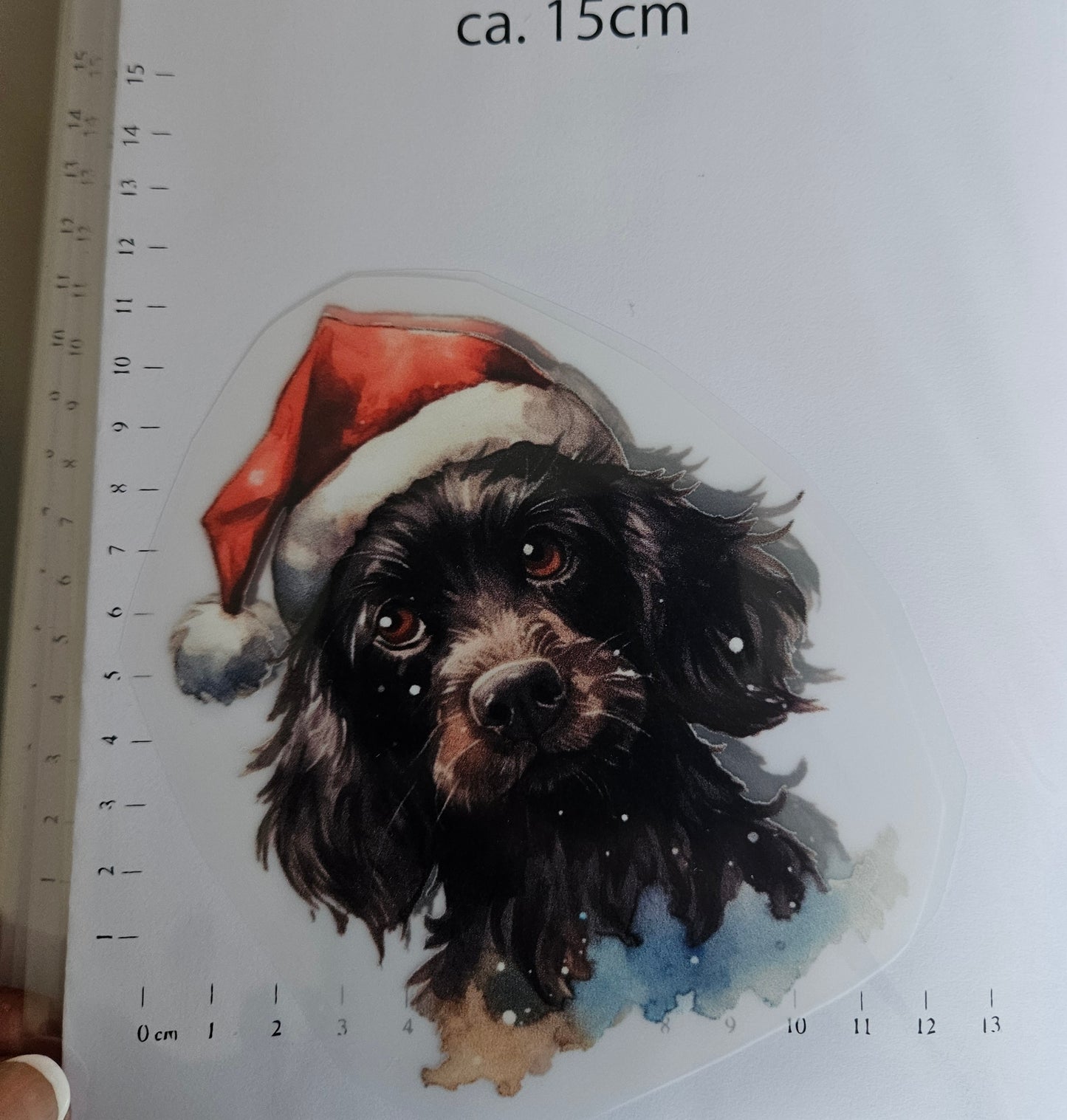 Bügelbild - ca. 13cm - Hund mit Mütze