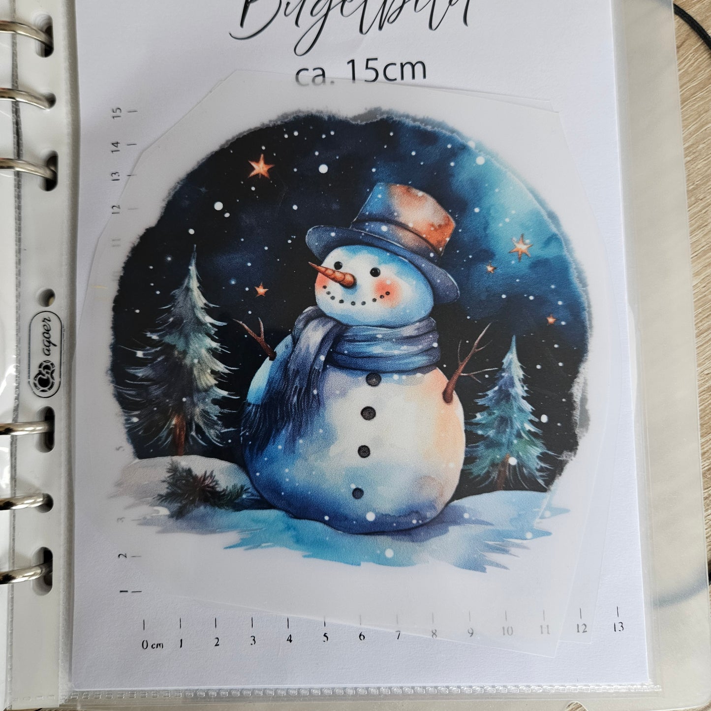Bügelbild - ca. 15cm - Schneemann Nacht
