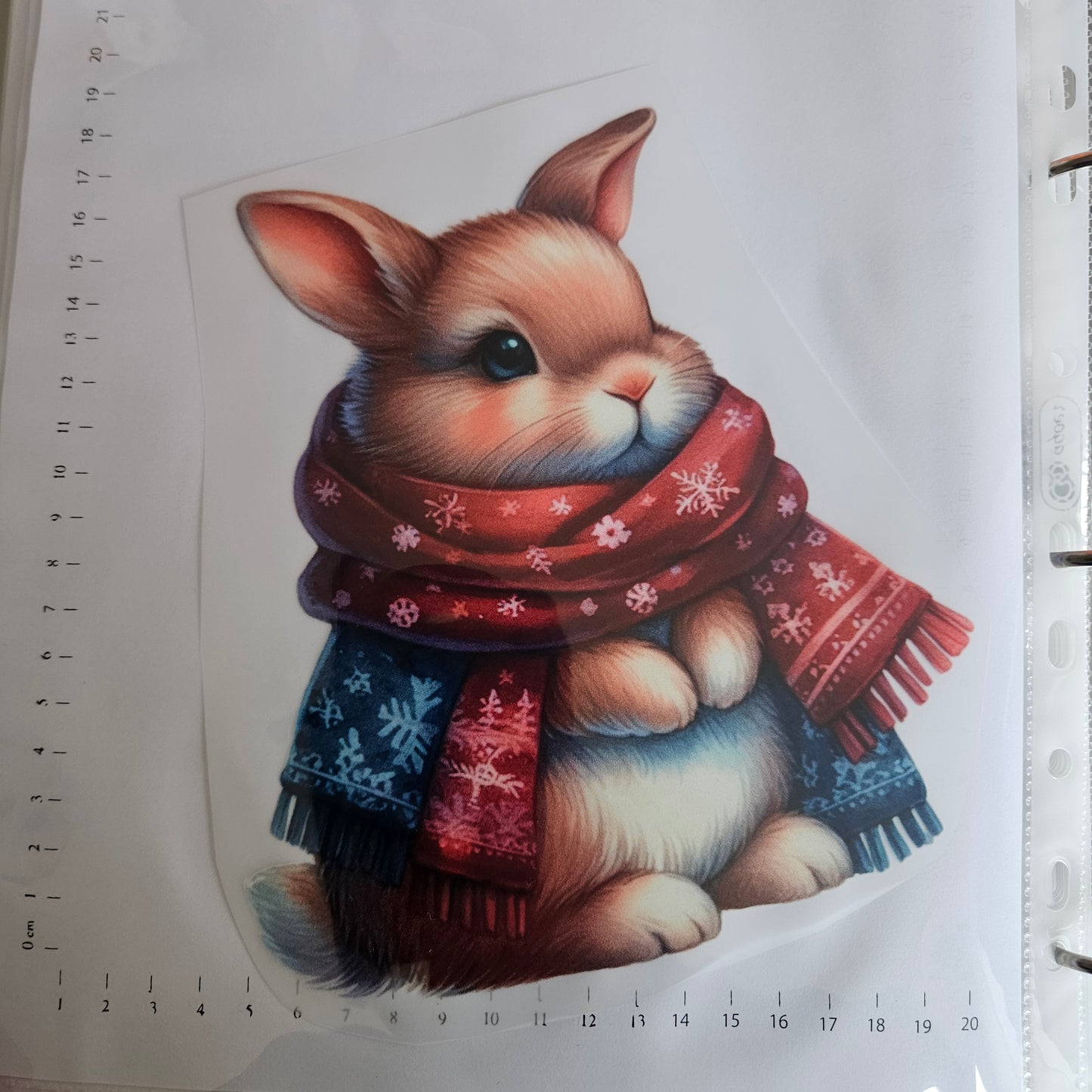 Bügelbild - ca. 20cm - Hase mit Schal