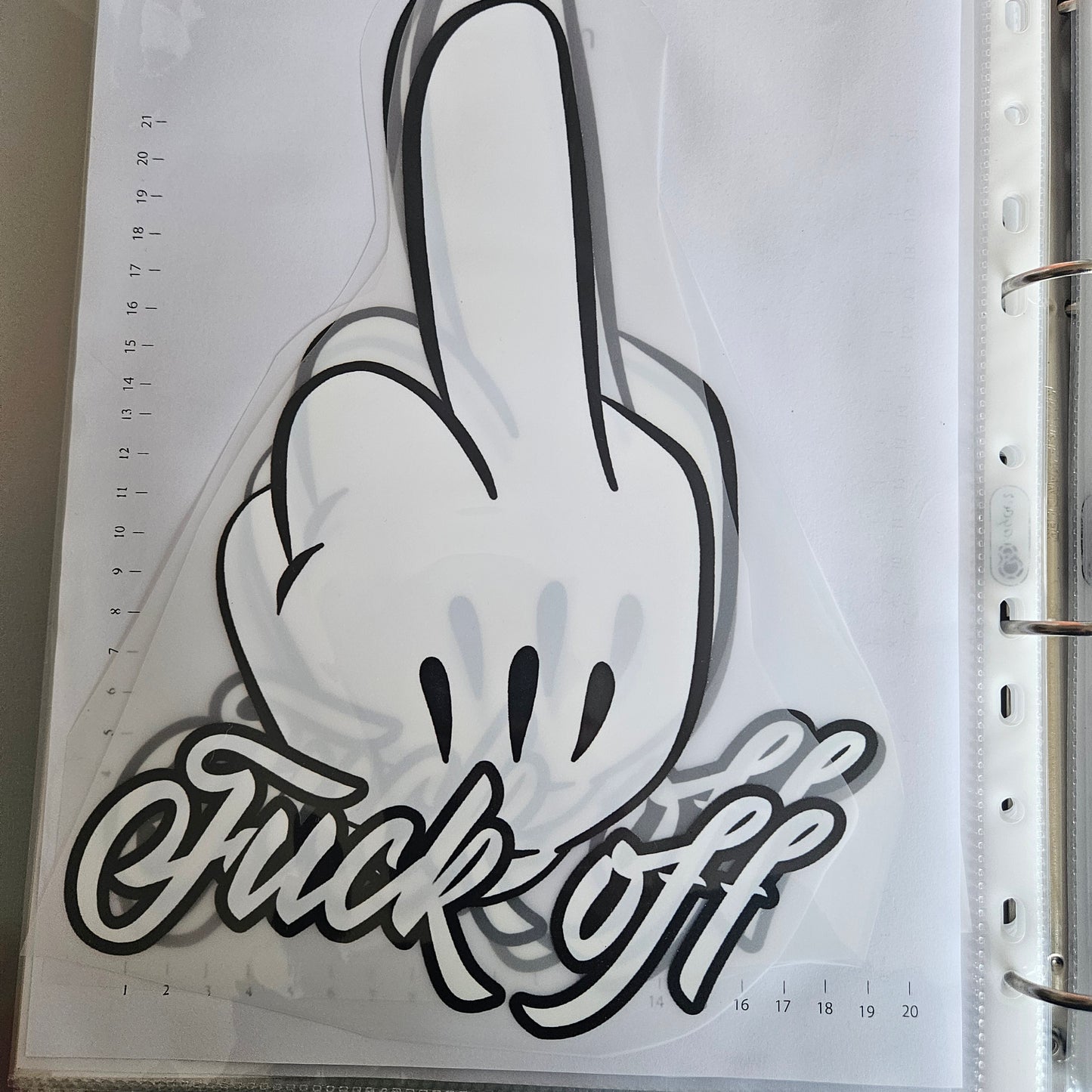 Bügelbild - ca. 20cm - Fuck off Weiß