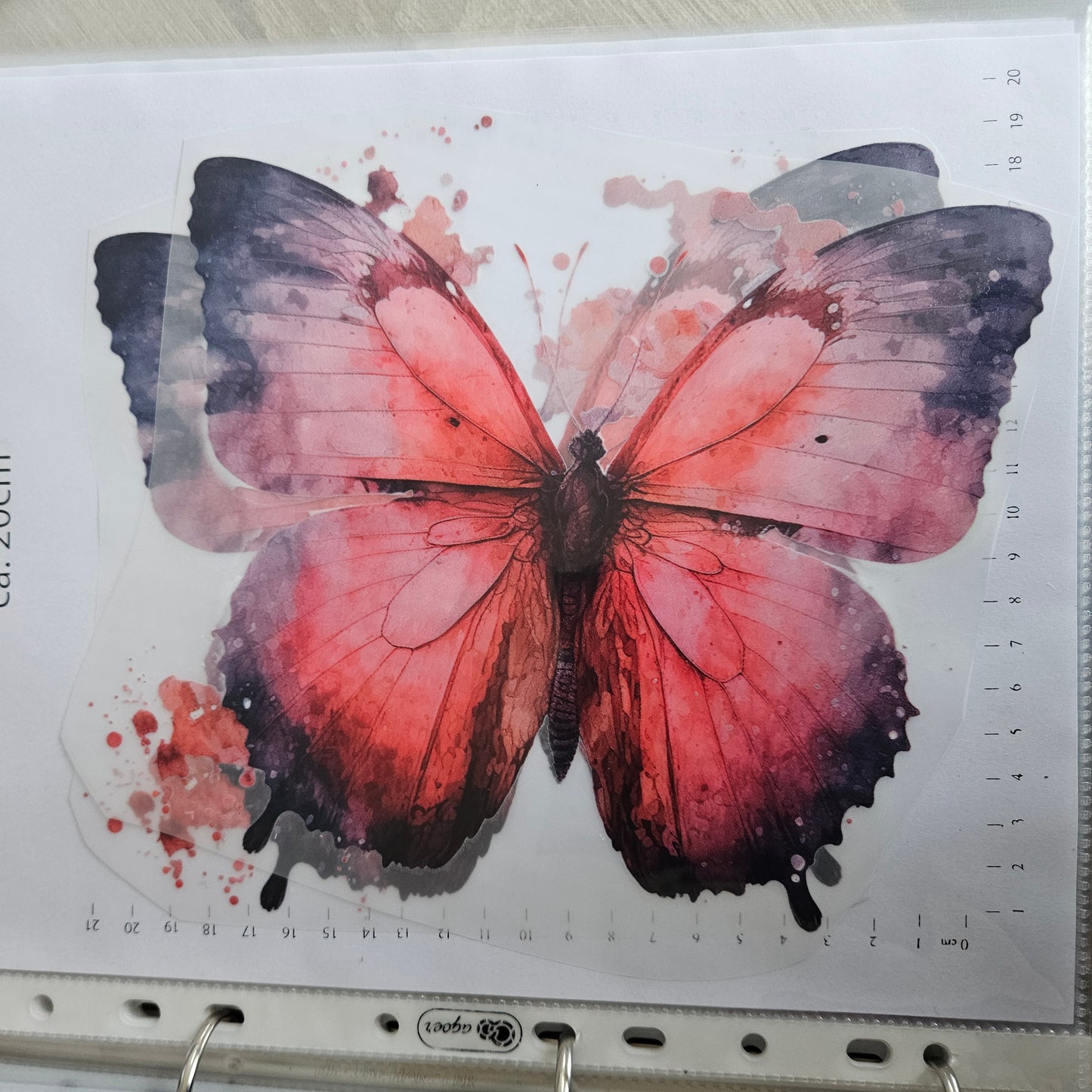 Bügelbild - ca. 20cm - Schmetterling Pink