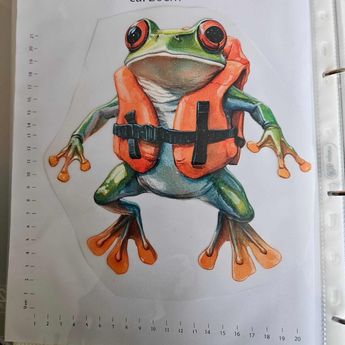 Bügelbild - ca. 20cm - Frosch mit Schwimmweste