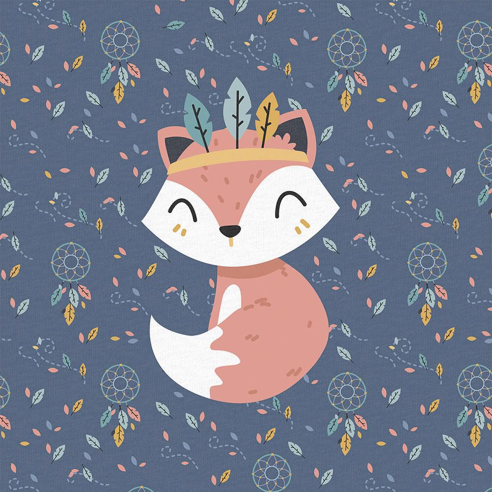 Sommersweat - Panel Boho Waldtiere Fuchs