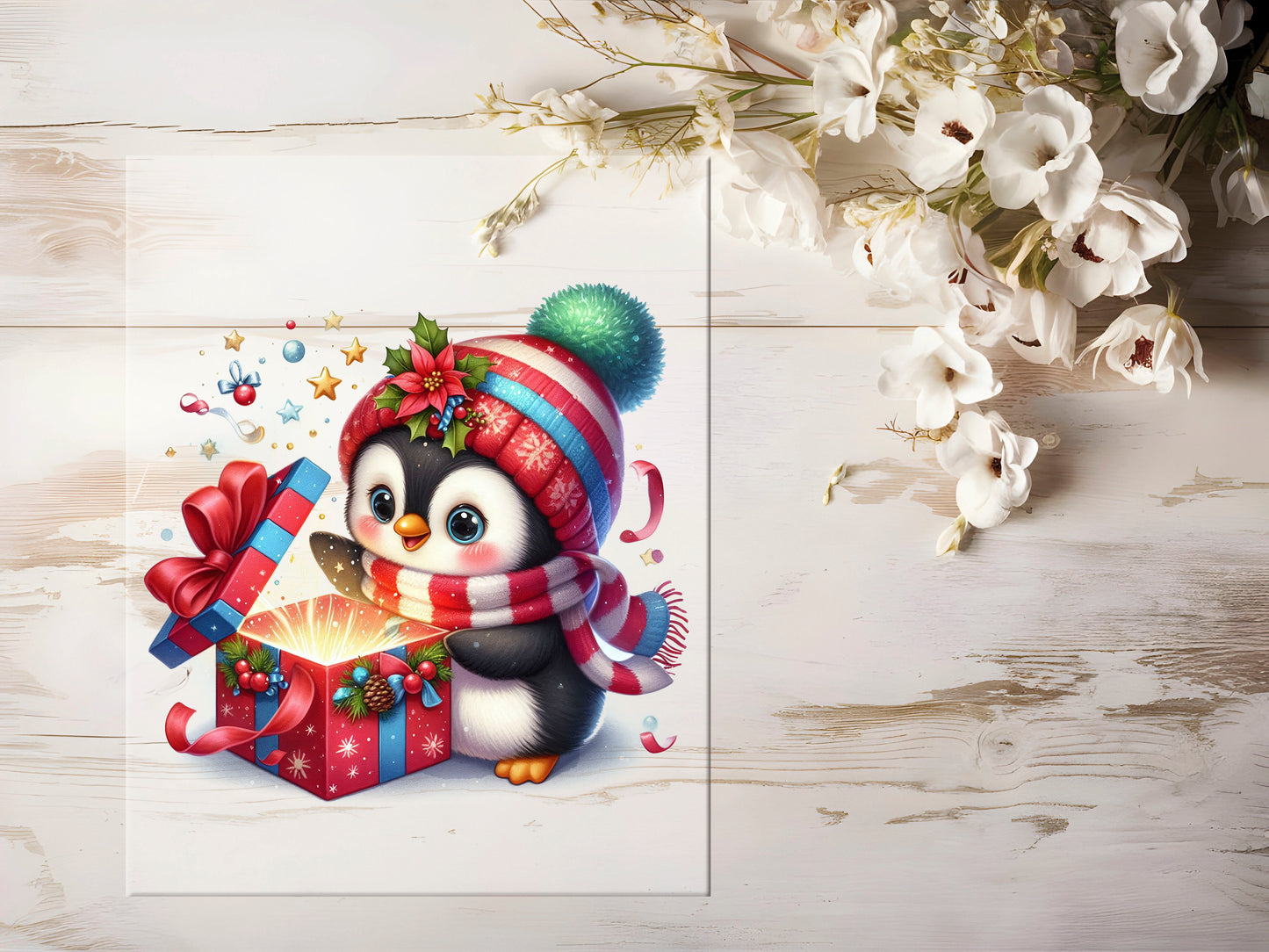 Bügelbild - Pinguin Geschenk #0910