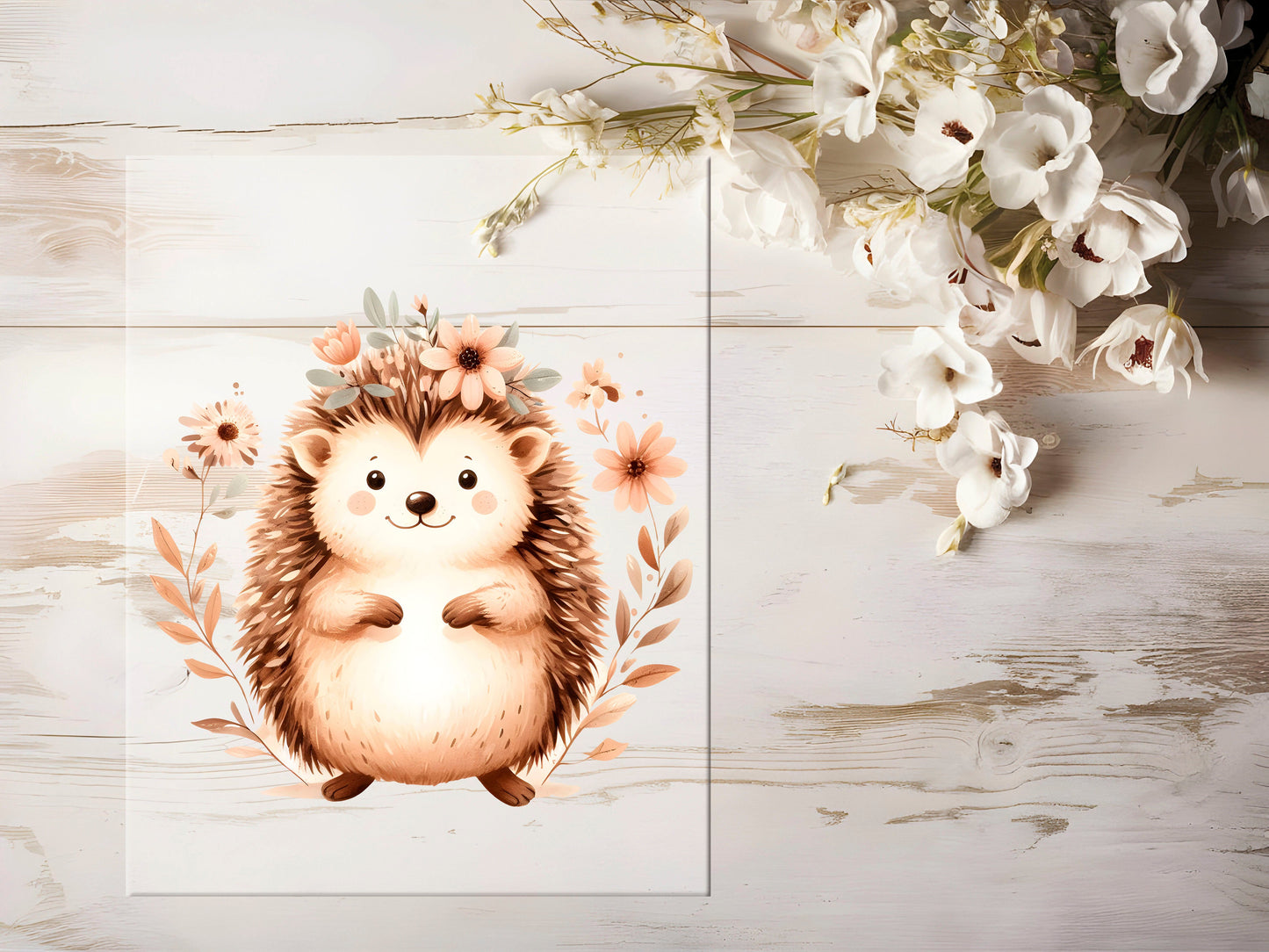 Bügelbild - Igel mit Blumen #0995