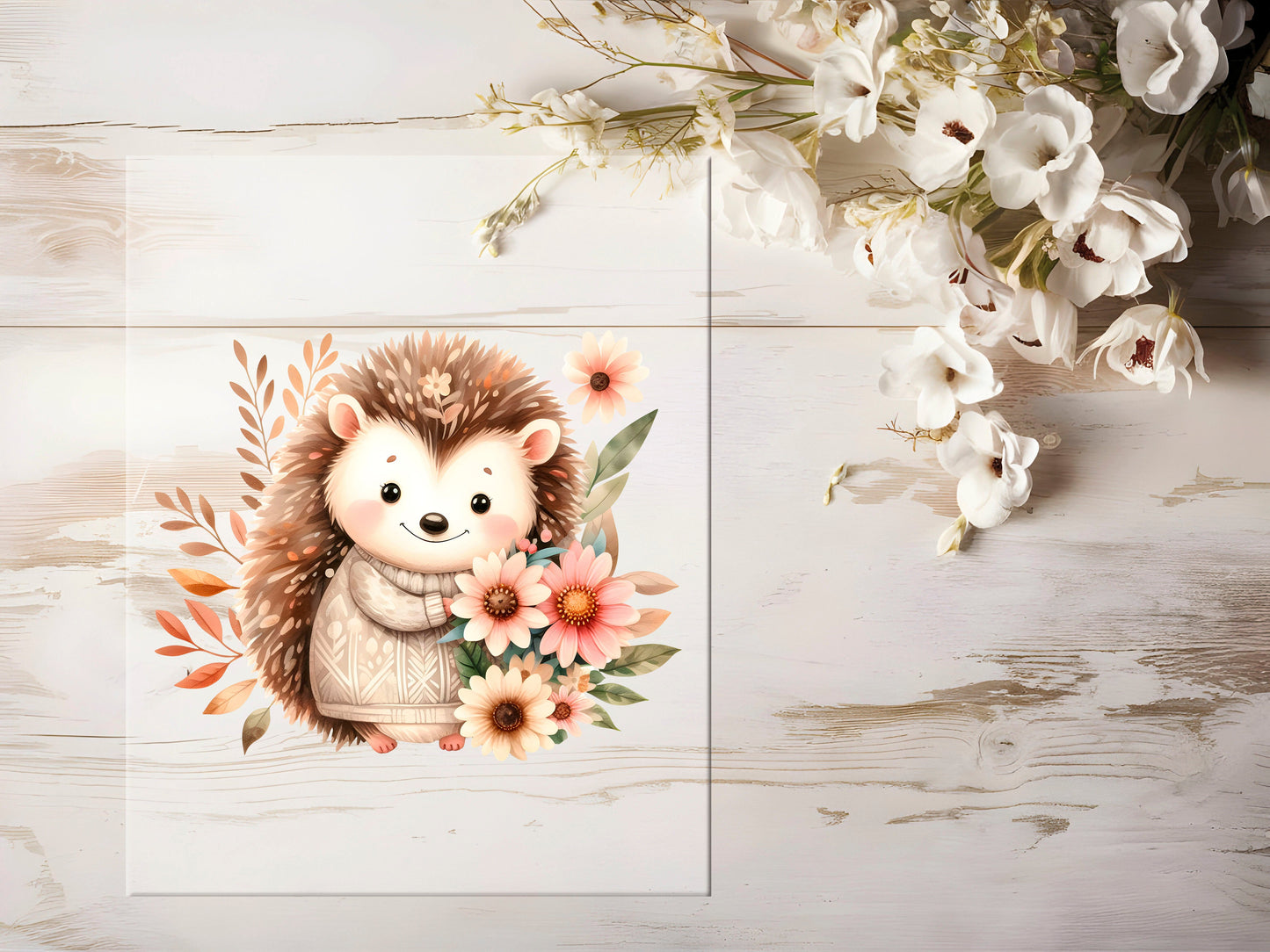 Bügelbild - Igel mit Blumen #0990