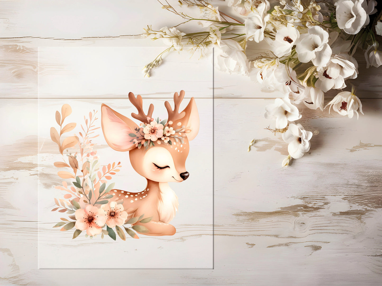 Bügelbild - Reh mit Blumen #0989