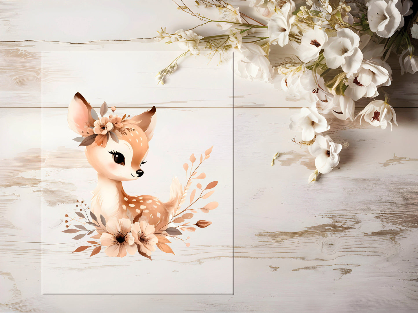 Bügelbild - Reh mit Blumen #0988