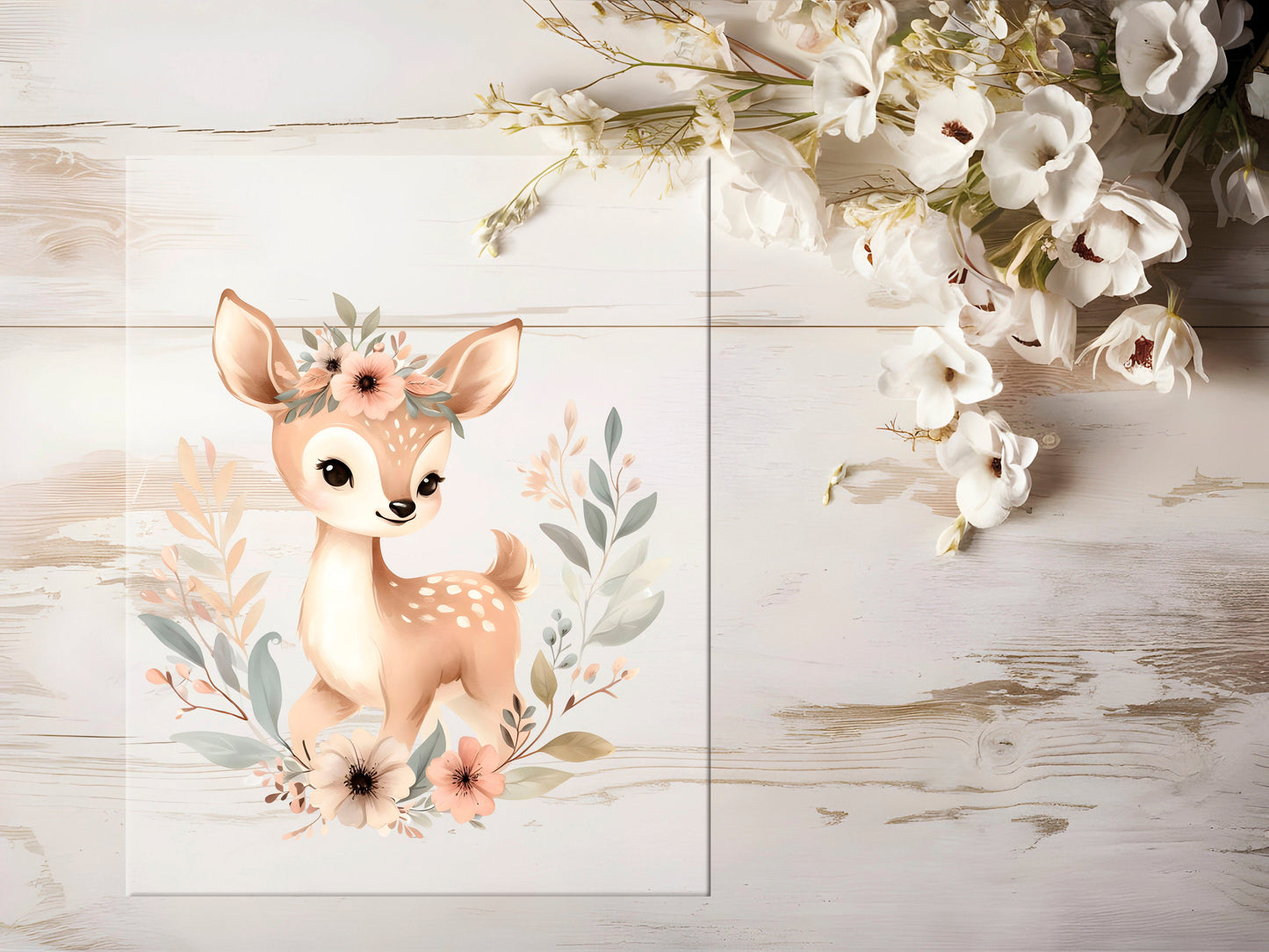 Bügelbild - Reh mit Blumen #0987
