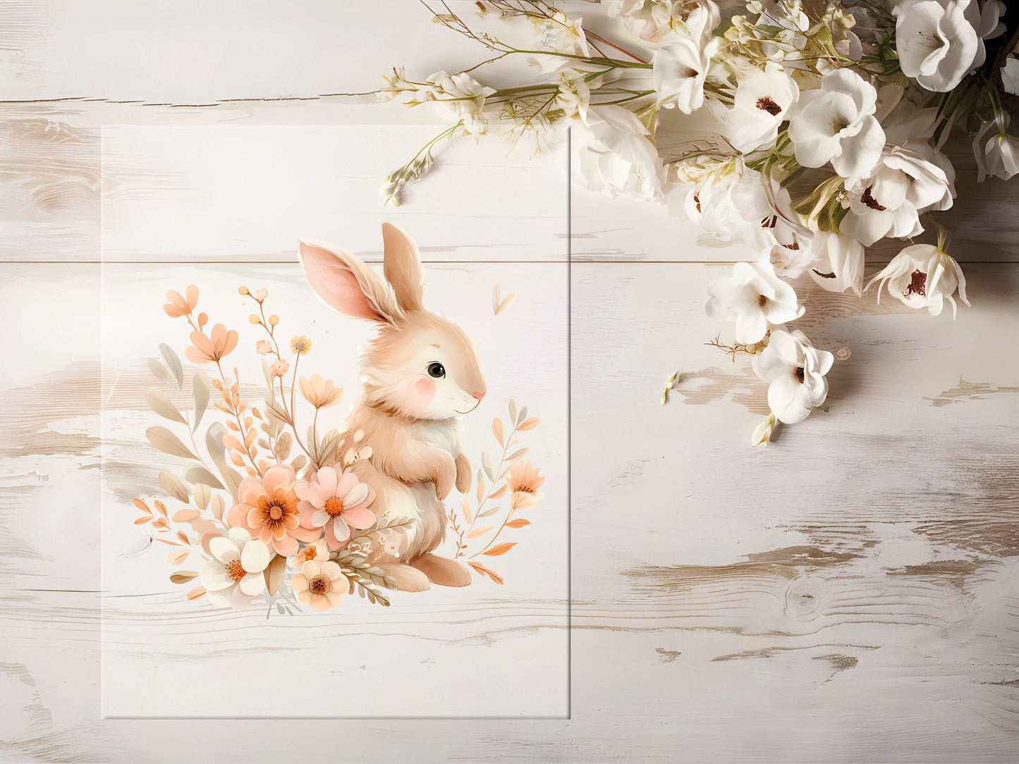 Bügelbild - Hase mit Blumen #0981