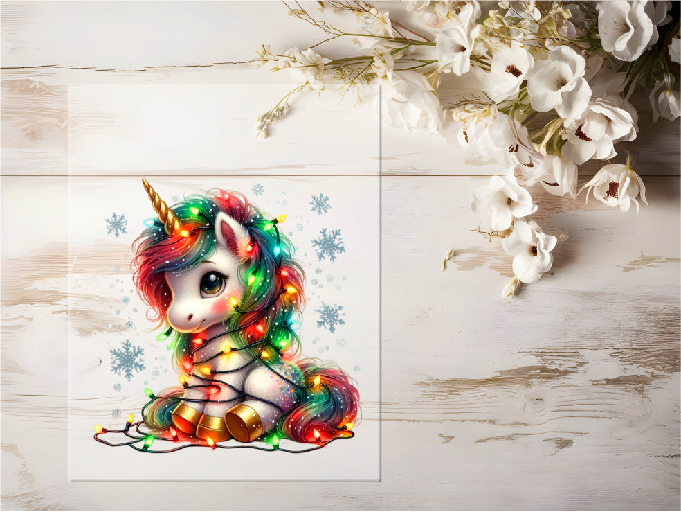 Auktion - Bügelbild - Winter Einhorn #0715 - 15cm
