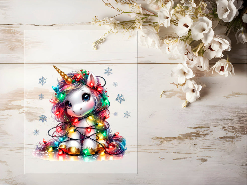 Auktion - Bügelbild - Winter Einhorn #0714 - 15cm