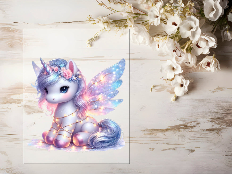 Auktion - Bügelbild - Sparkle Einhorn #0731 - 15cm