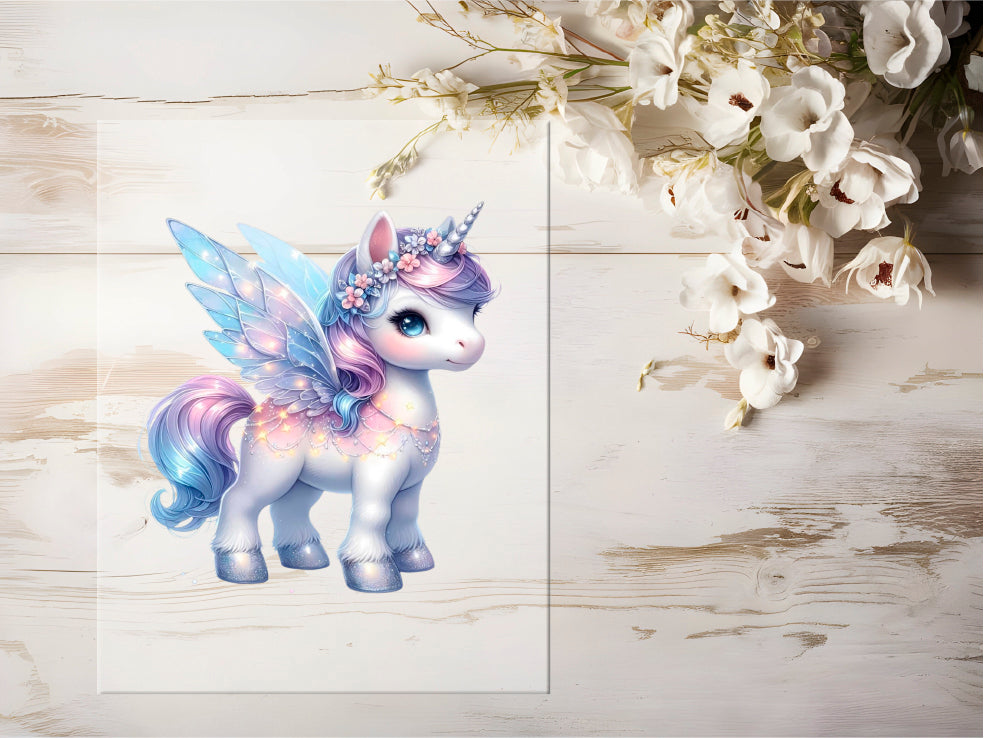 Auktion - Bügelbild - Sparkle Einhorn #0734 - 15cm