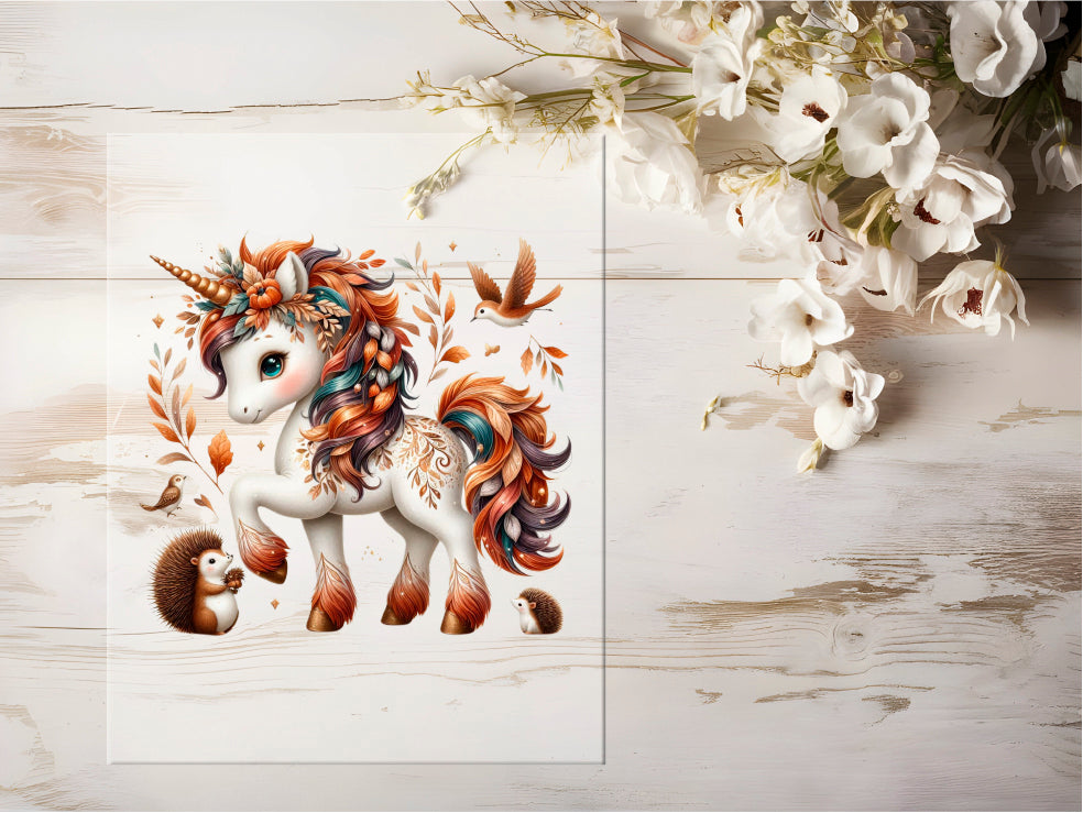Auktion - Bügelbild - Herbst Einhorn #0625 - 15cm