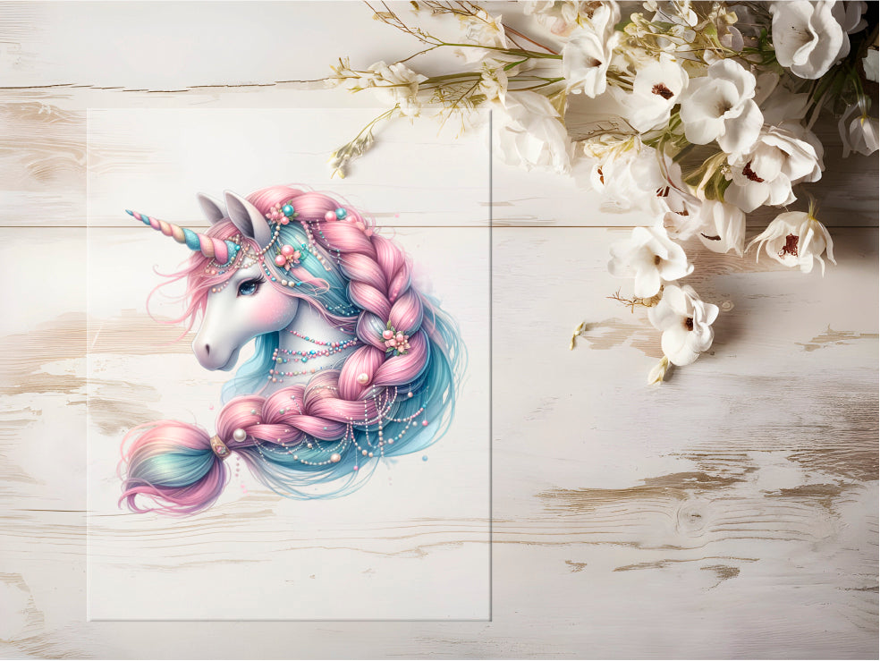 Auktion - Bügelbild - Pastell Einhorn #0659 - 15cm