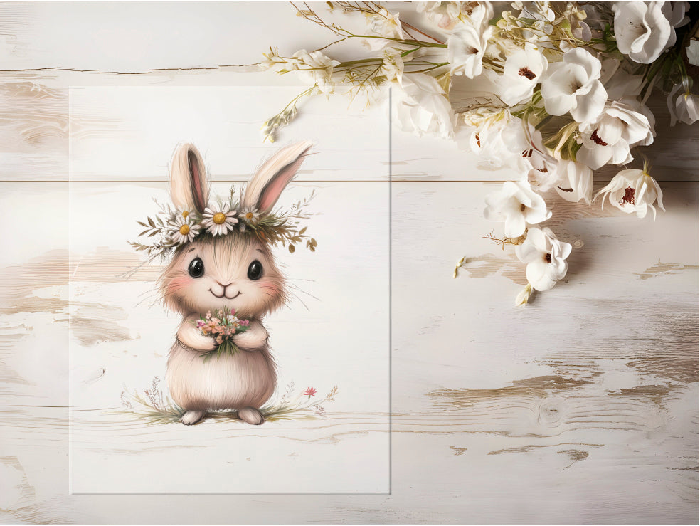 Bügelbild - Hase mit Blumen #0665