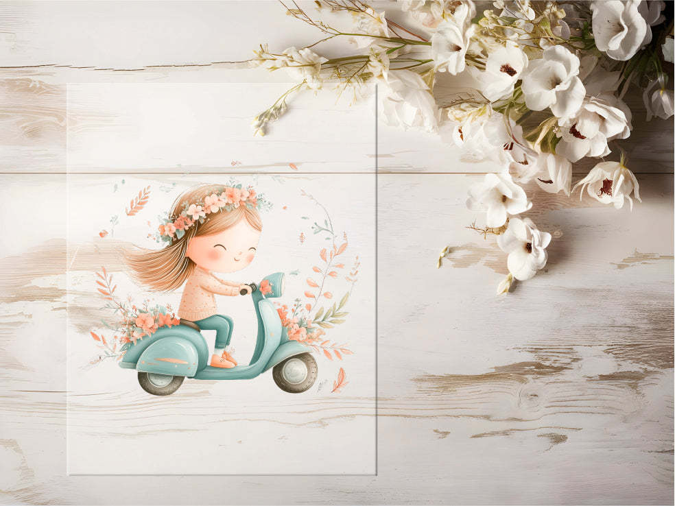 Bügelbild - Mädchen mit Roller #0679