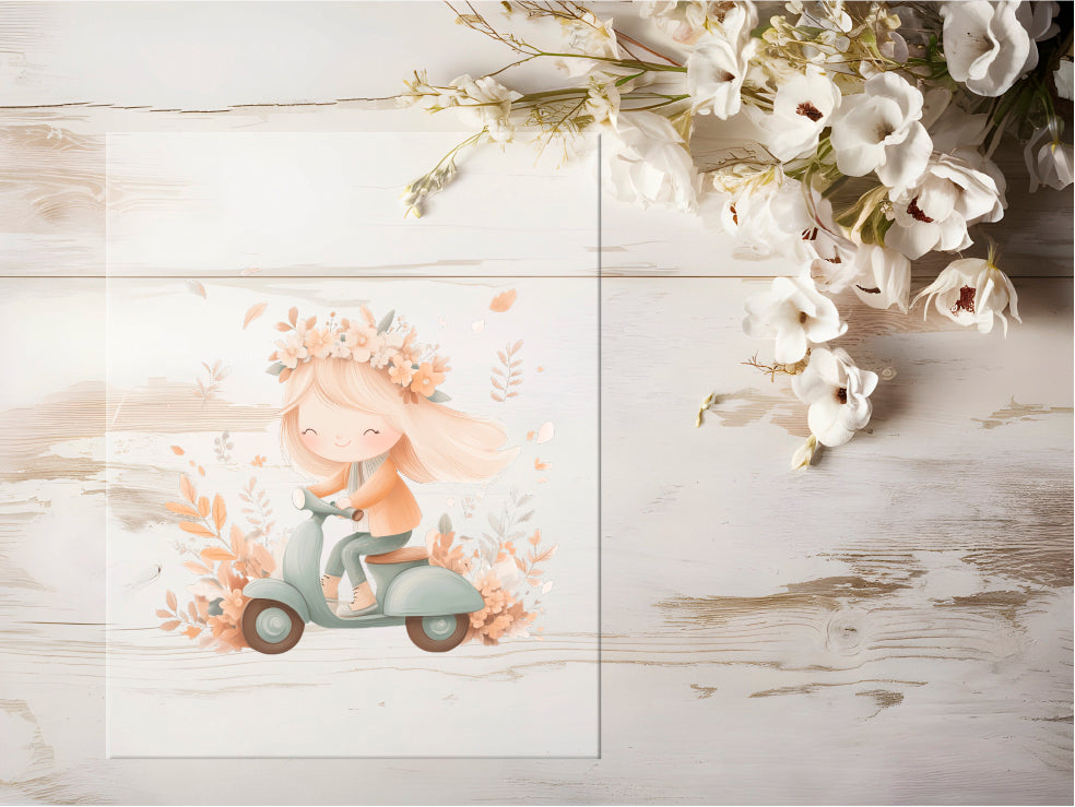 Bügelbild - Mädchen mit Roller #0680