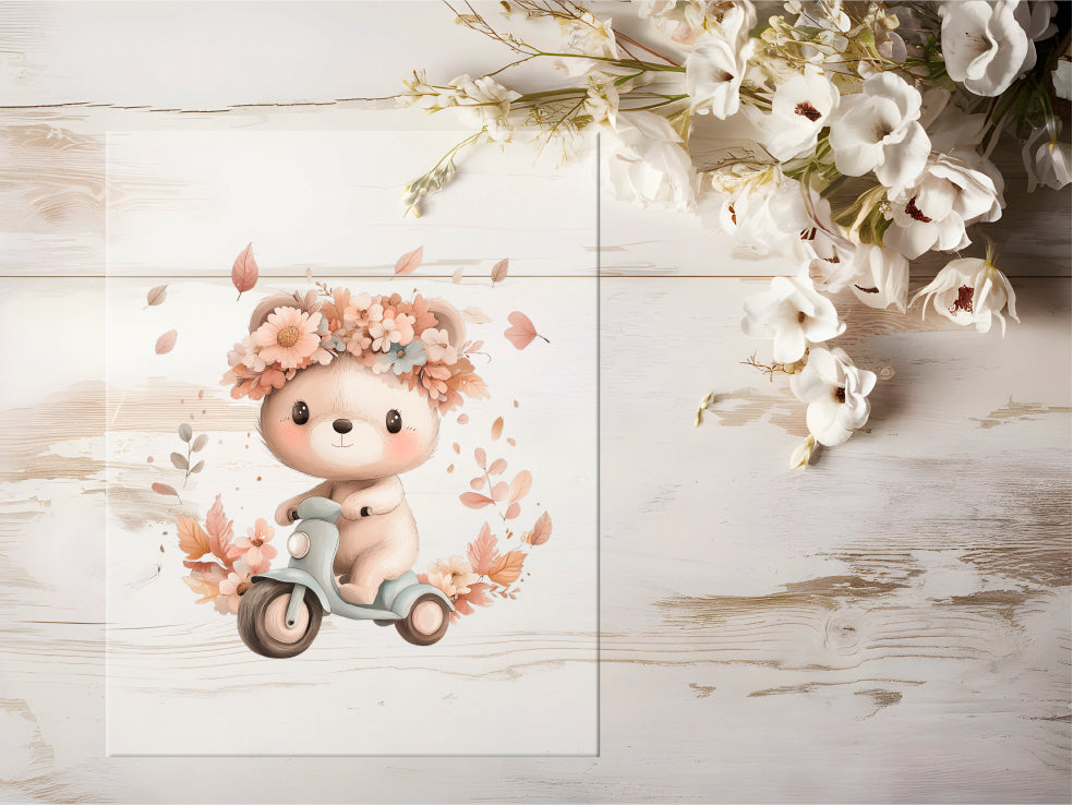 Bügelbild - Bär mit Roller #0687