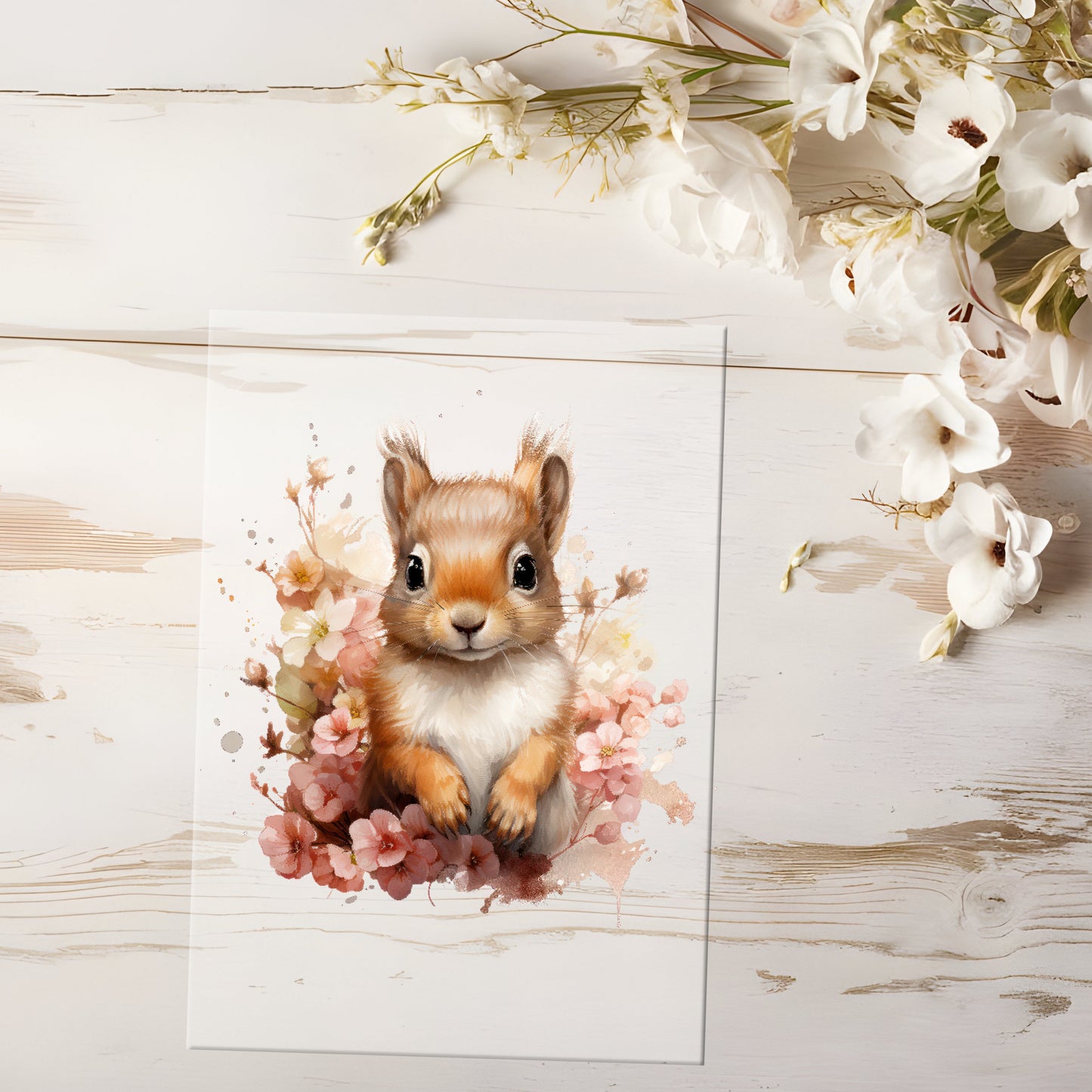 Bügelbild - Eichhörnchen Blumen #0581