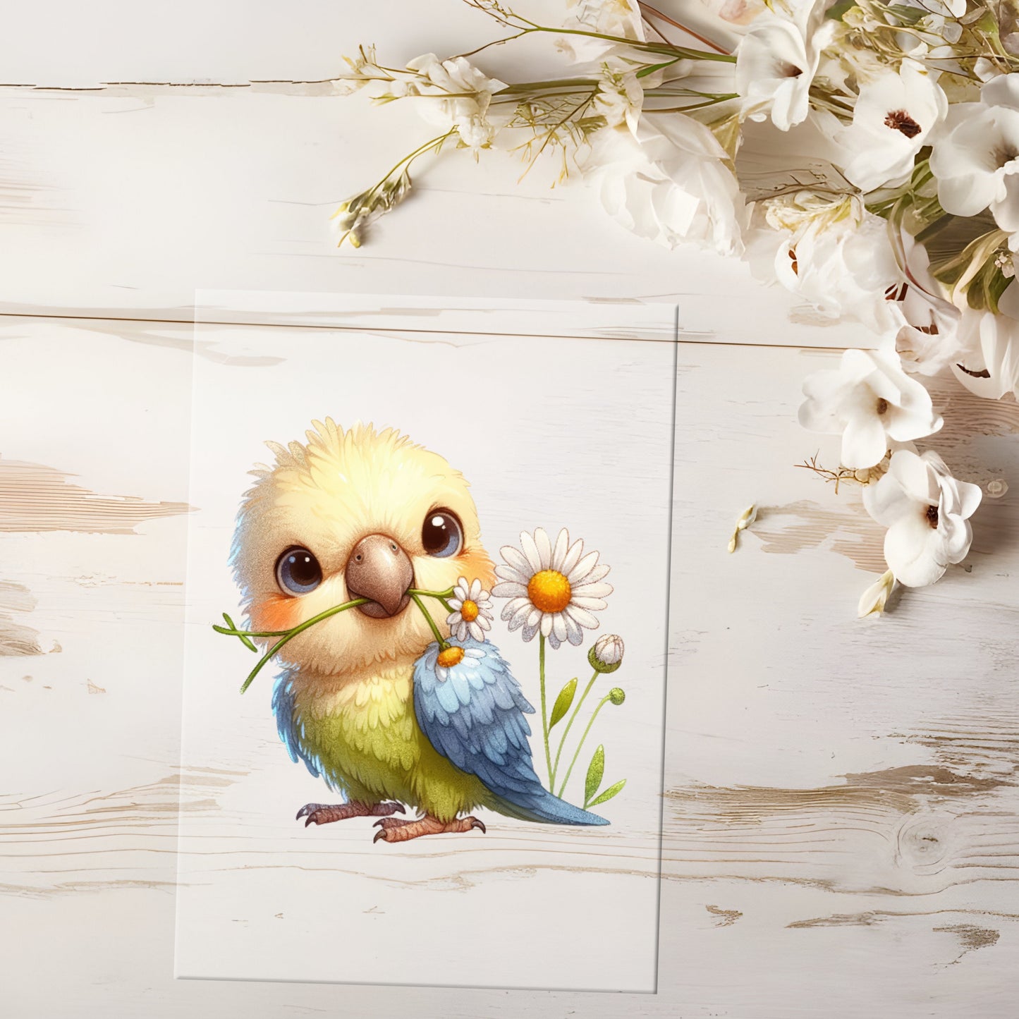 Bügelbild - Vogel mit Blume #0576