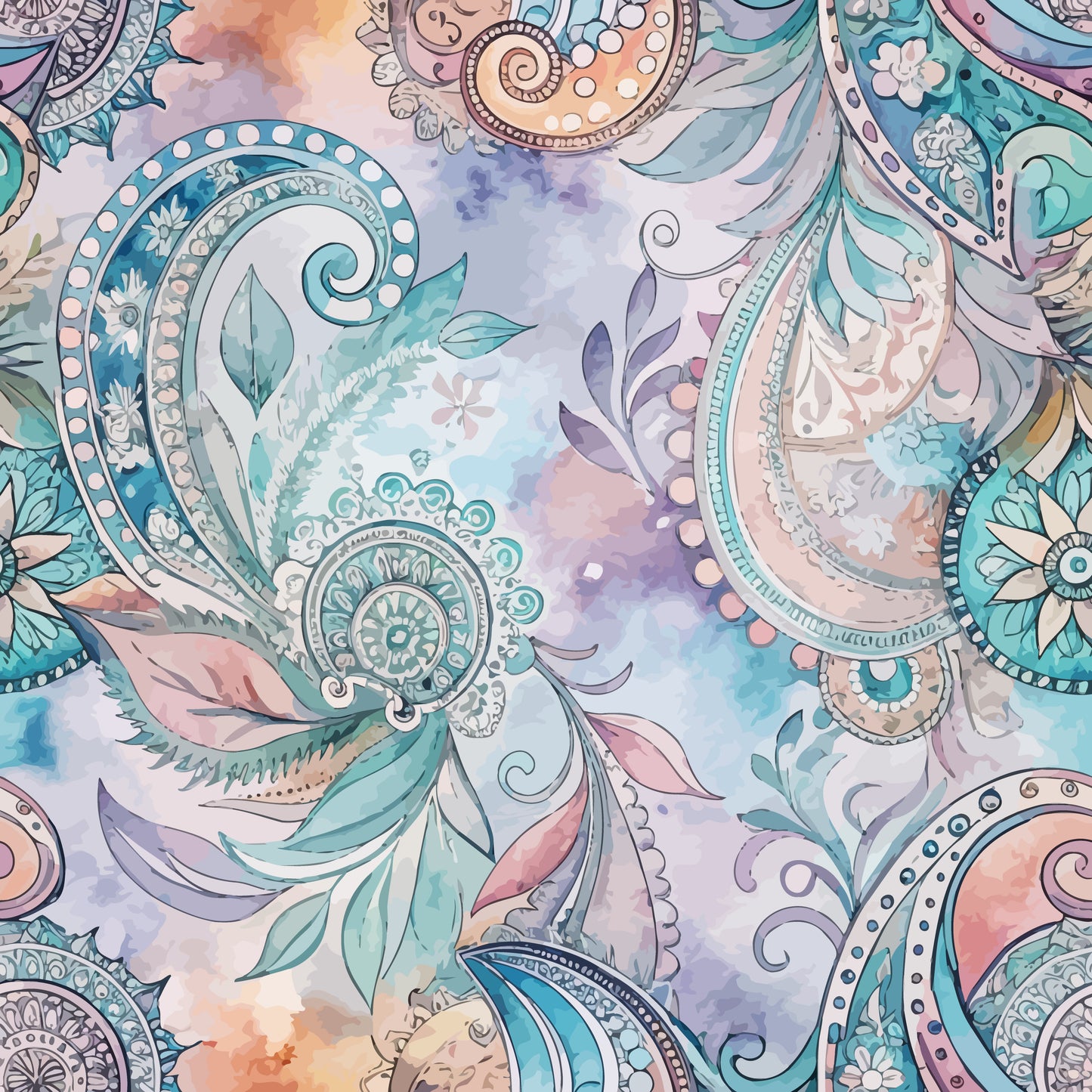 Auktion - 0,5m Jersey - Paisley Pastell Lila