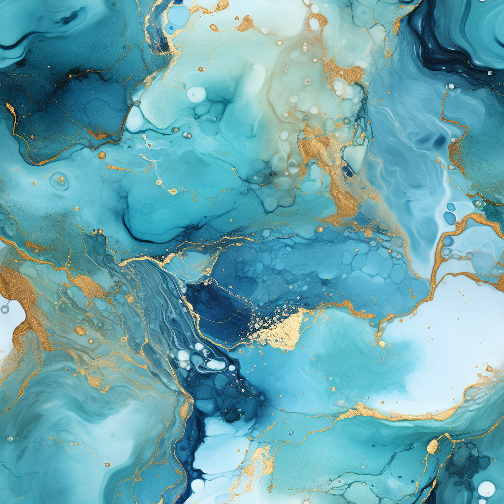 Auktion - 0,5m Jersey - Watercolour Türkis/Gold