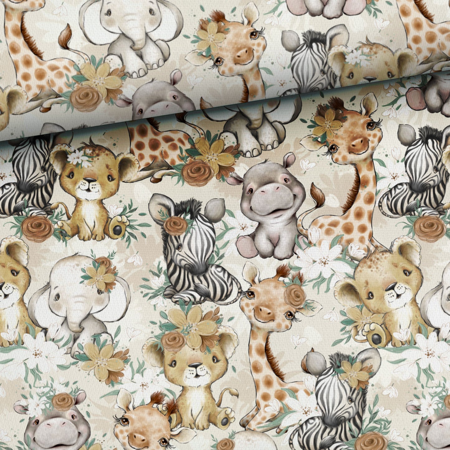 Jersey - Safari Babys mit Blumen