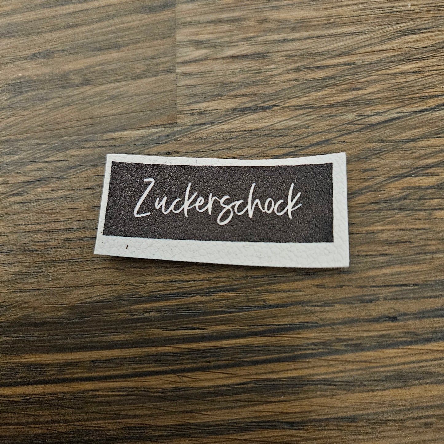 Kunstlederlabel - Zuckerschock Braun 1,3x4,2cm