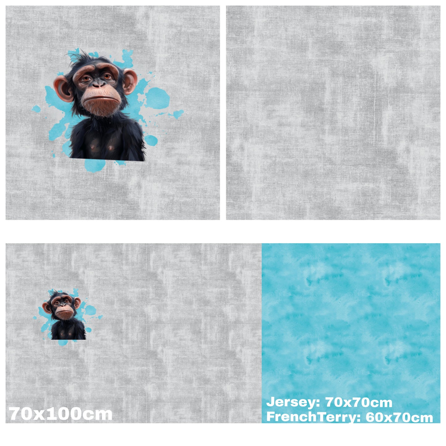 Panel mit Kombi - Grunge Leinen - Affe Türkis