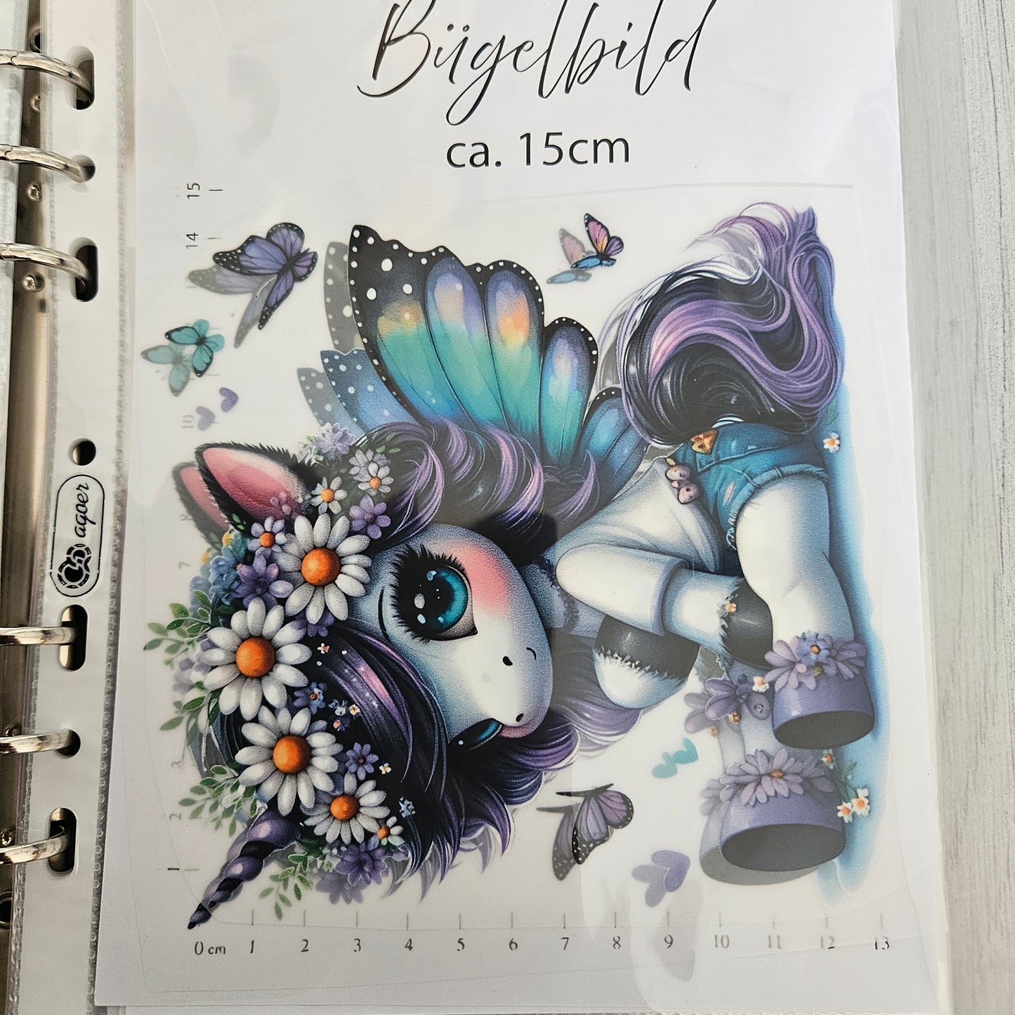 Bügelbild - Cooles Einhorn Lila ca. 15cm