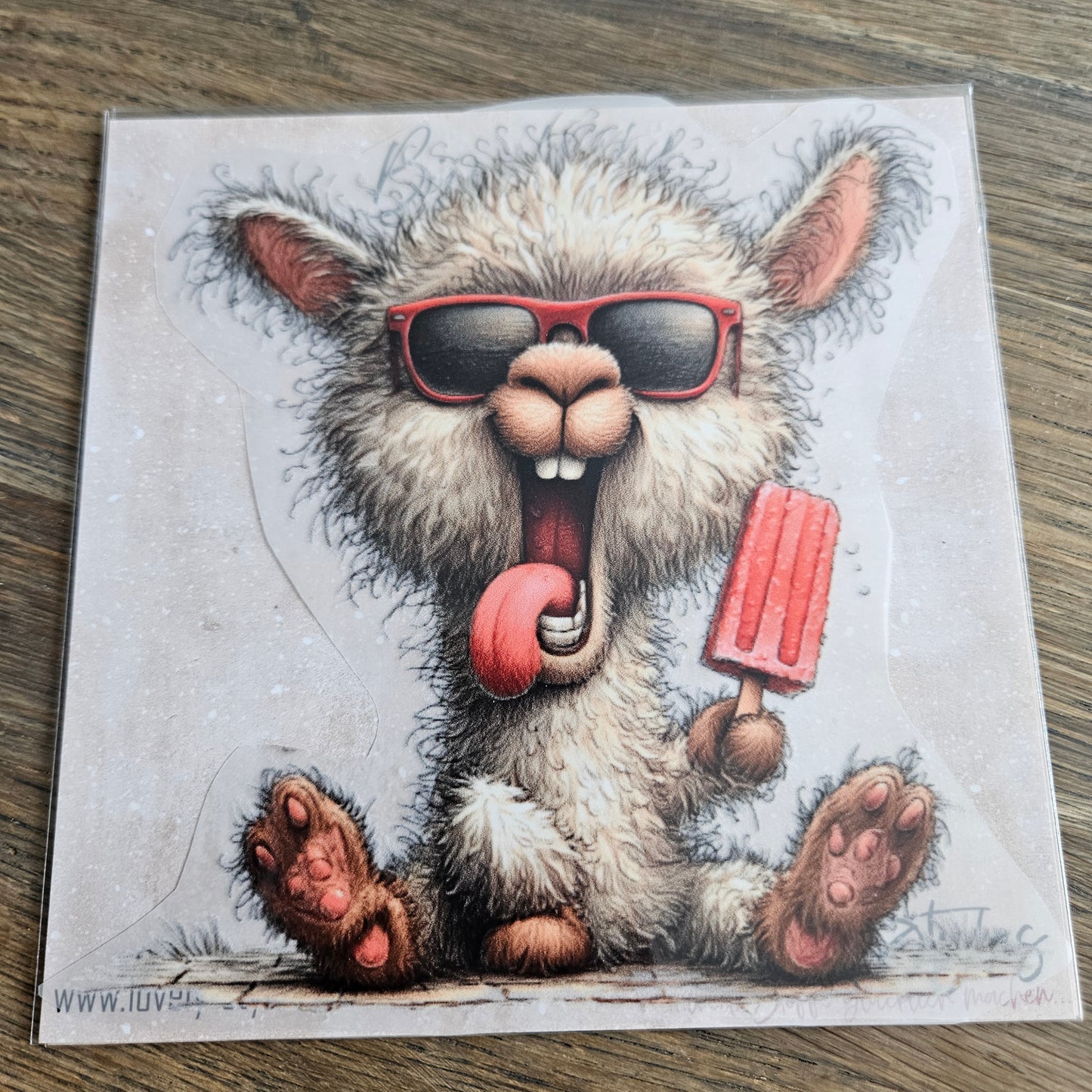 Bügelbild - Lama mit Eis ca. 15cm