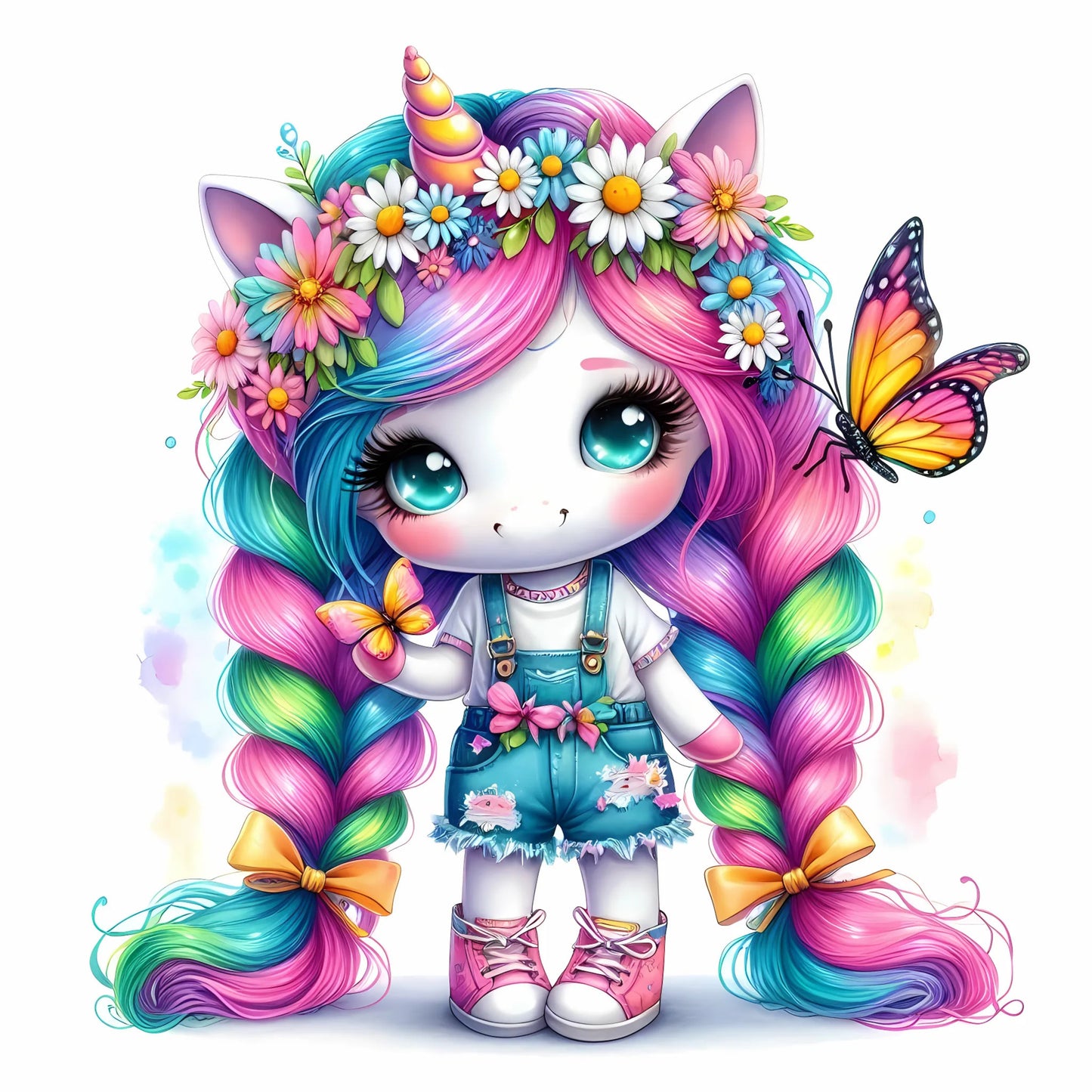 Auktion - Bügelbild - Einhorn Schmetterling 35 - 15cm