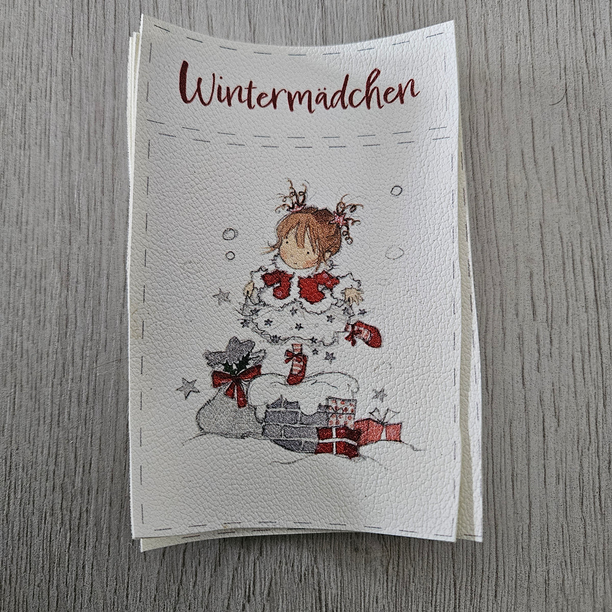 Kunstlederlabel Set - Wintermädchen Rot