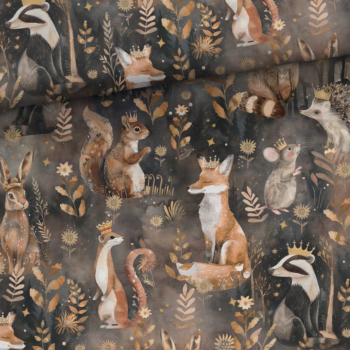 Sommersweat - Waldtiere Bronze Allover