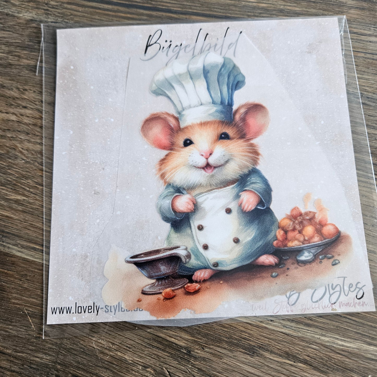Bügelbild - Koch Maus Kastanien ca. 15cm