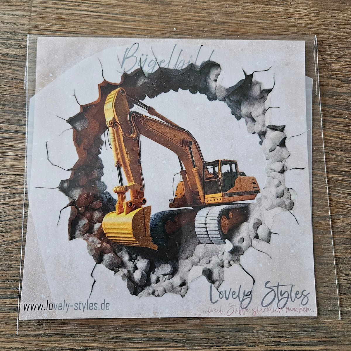 Bügelbild - Bagger ca. 15cm